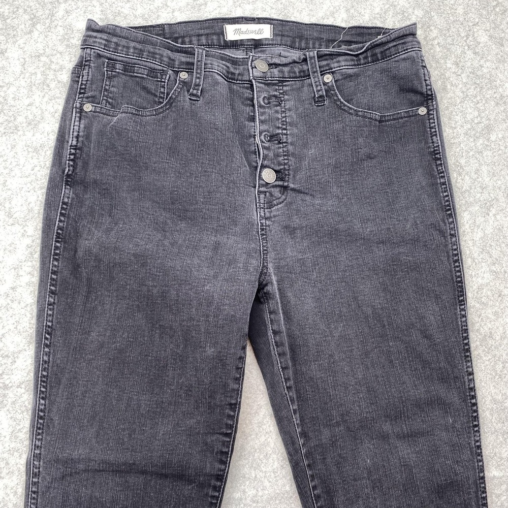 Madewell 9" Mid-Rise Skinny Jeans Womens 31 (31x27) Gray Charcoal Frayed Hem